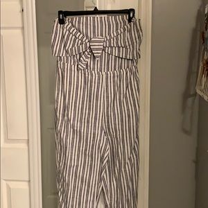 Chambray stripe Lenin Sleeveless jumpsuit